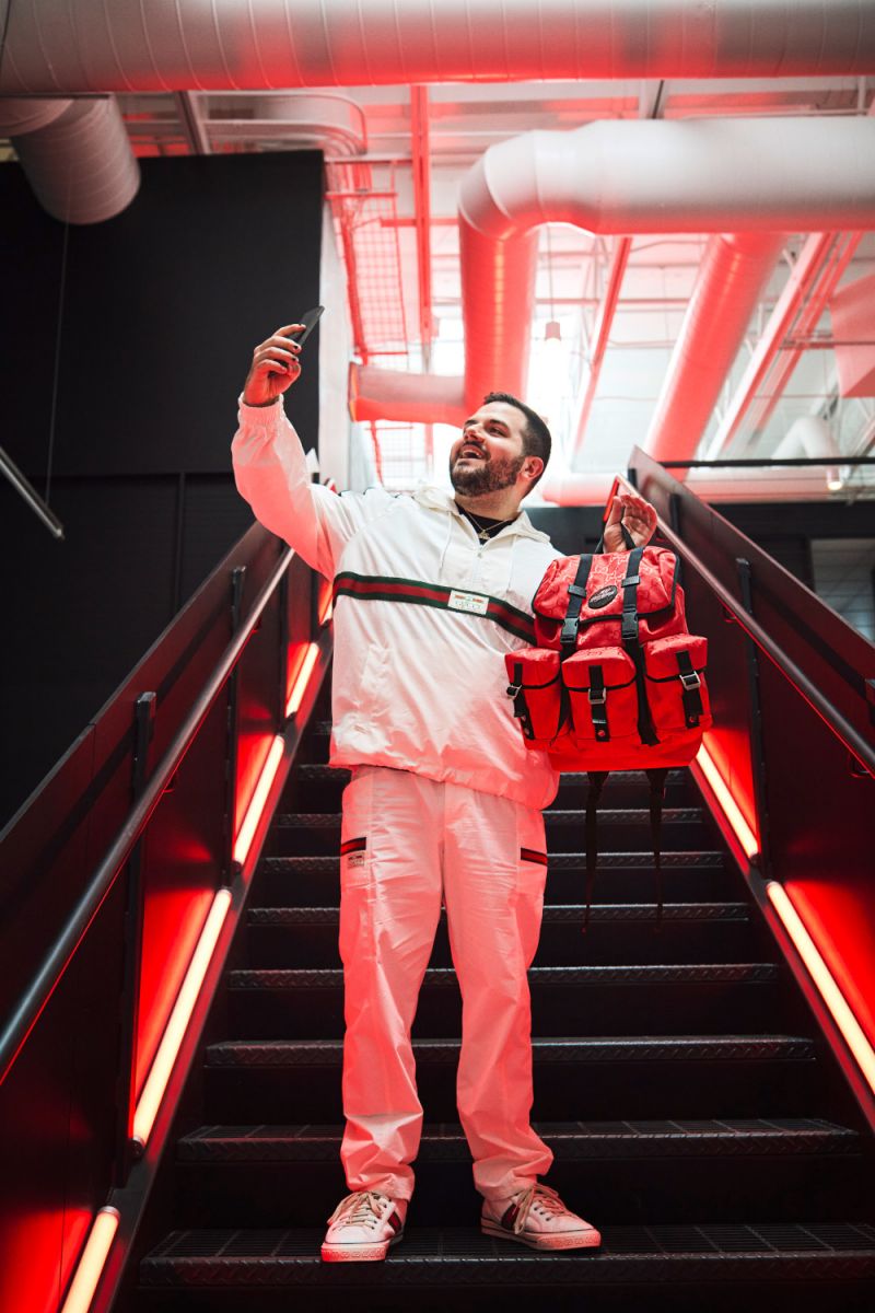 Gucci X 100 Thieves red backpack