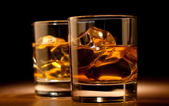 Whisky with ice. Whisky on the rocks
