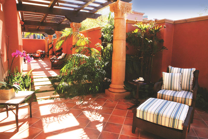 Outdoor relaxation area at Fairmont Grand Del Mar Spa