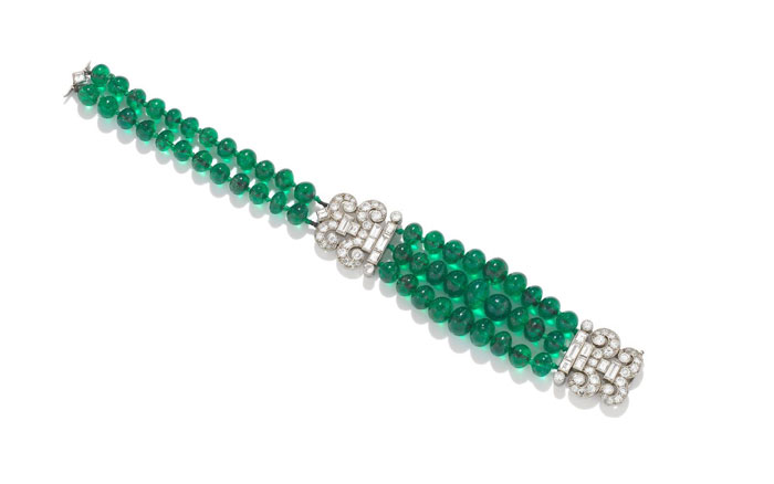 Emerald and diamond Indian inspired bracelet by Cartier