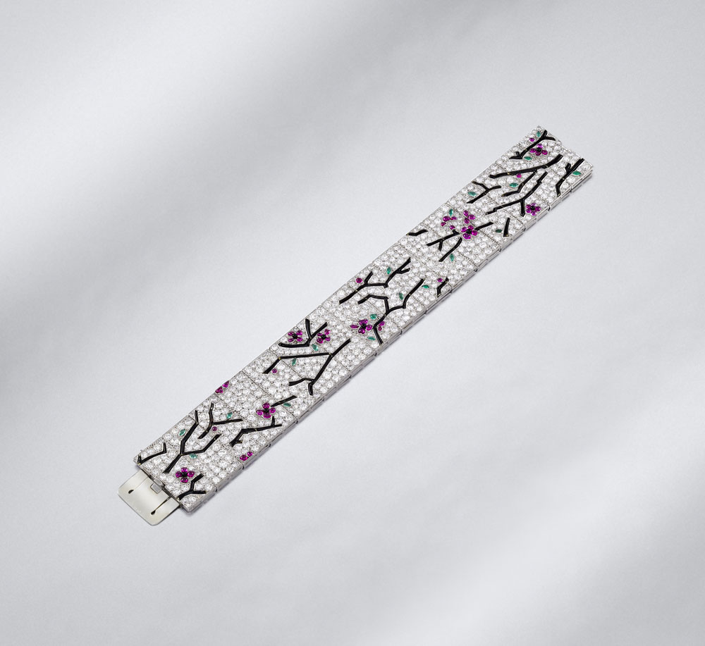 Art Deco Diamond Enamel Bracelet Lacloche