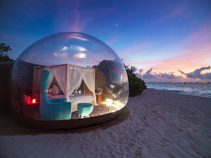 Finolhu Beach Bubble Tent in Maldives luxury vacation
