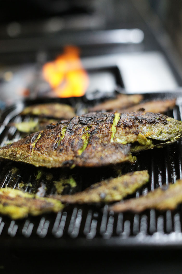 Grilled Pomfret dining at The Postcard Moira Goa luxury hotel