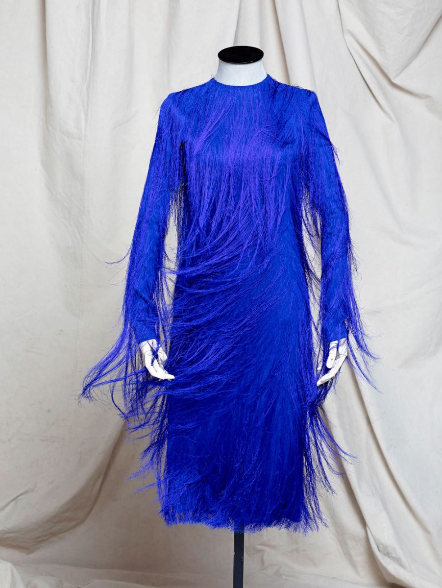 Tom Ford blue silk fringe dress Christies auction