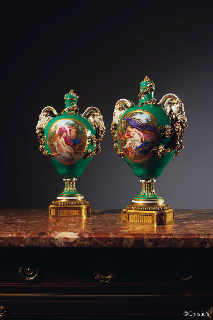 Desmarais Collection Porcelain vases in New York for auction