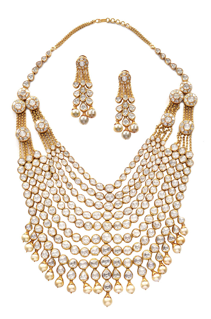Amrapali Polki necklace with south sea pearls