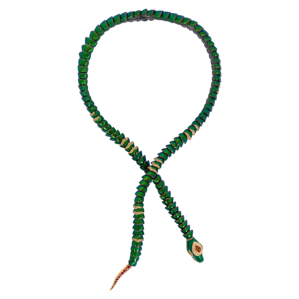 Scarab snake necklace Lotus Arts de Vivre