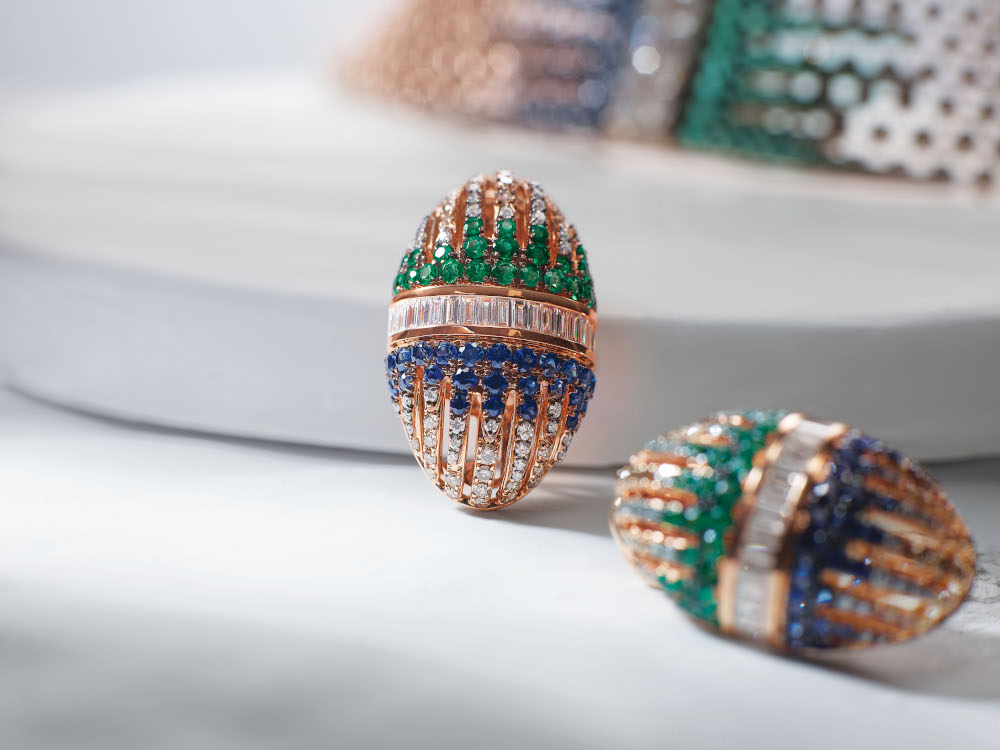 Zoya diamond emerald sapphire earrings