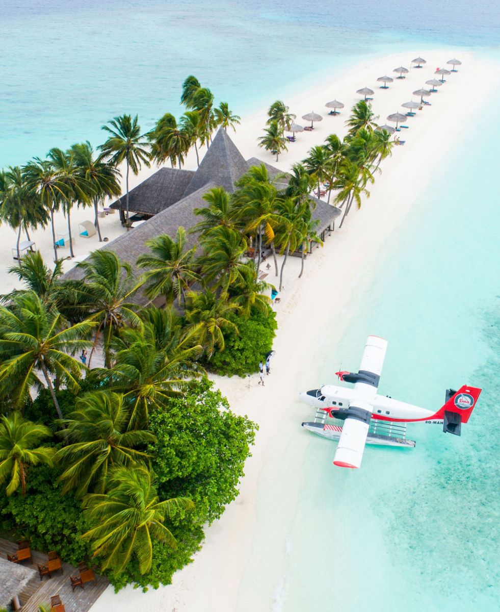 Island resort with small plane